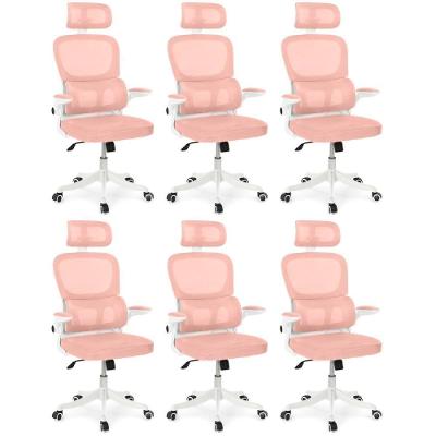 Kit 6 Cadeiras De Escritório Executiva Viena Com Regulagem De Altura - Rosa