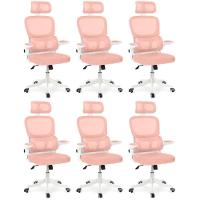 Kit 6 Cadeiras De Escritório Executiva Viena Com Regulagem De Altura - Rosa - 1