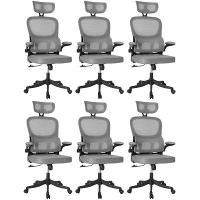 Kit 6 Cadeiras De Escritório Executiva Viena Com Regulagem De Altura - Cinza/preto