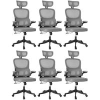 Kit 6 Cadeiras De Escritório Executiva Viena Com Regulagem De Altura - Cinza/preto - 1