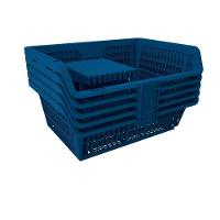 Conjunto 5 Cesto Expositor Medio Empilhável Azul Presto - 2