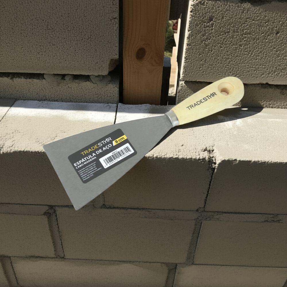 Espátula 8 Cm Aço Cabo Madeira Tradestar - 6