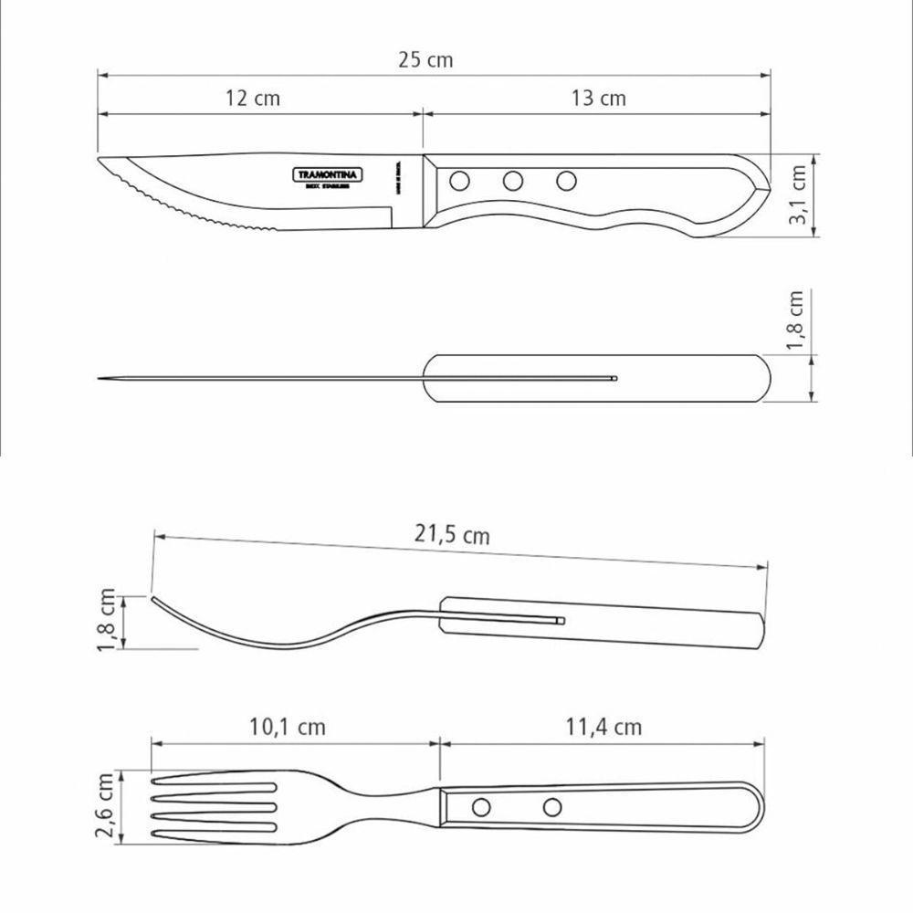 Jogo De Talheres Para Churrasco Jumbo Tramontina Castanho Polywood 12 Peças - 5