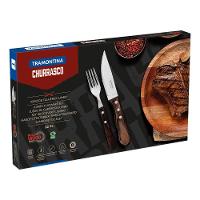 Jogo De Talheres Para Churrasco Jumbo Tramontina Castanho Polywood 12 Peças
