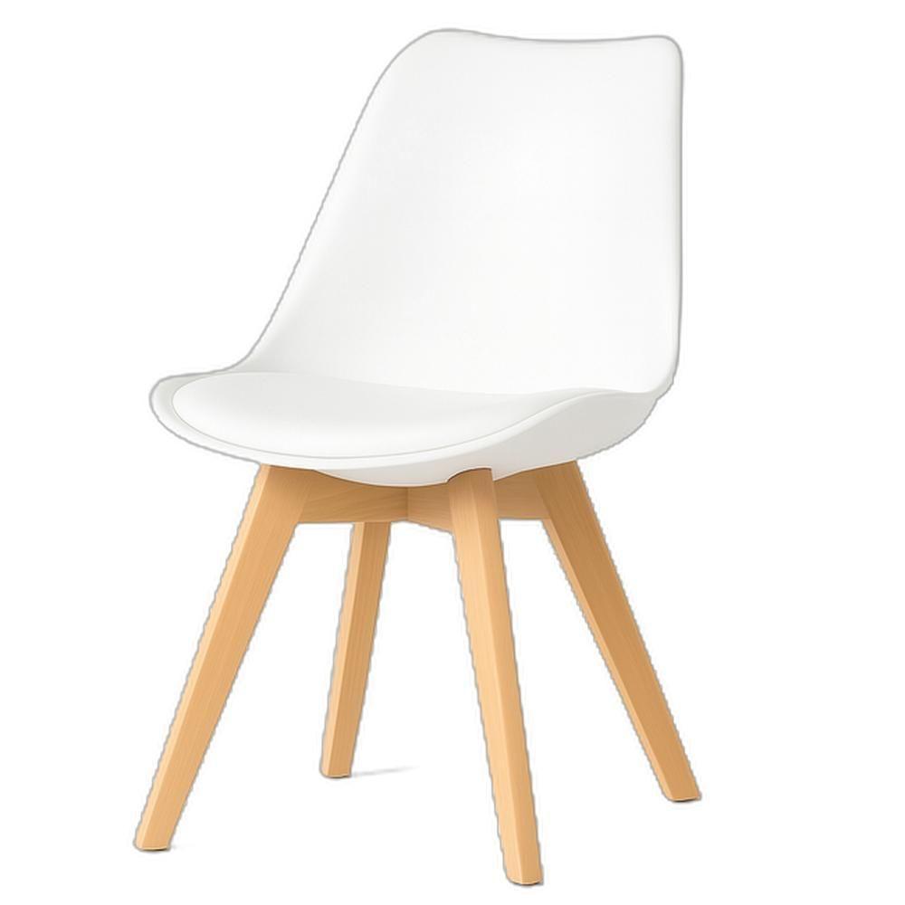 Conjunto Mesa De Jantar 4 Cadeiras – Mesa Retangular Madeira Com Pés De Ferro E Cadeiras Brancas Estofadas Leda - 4