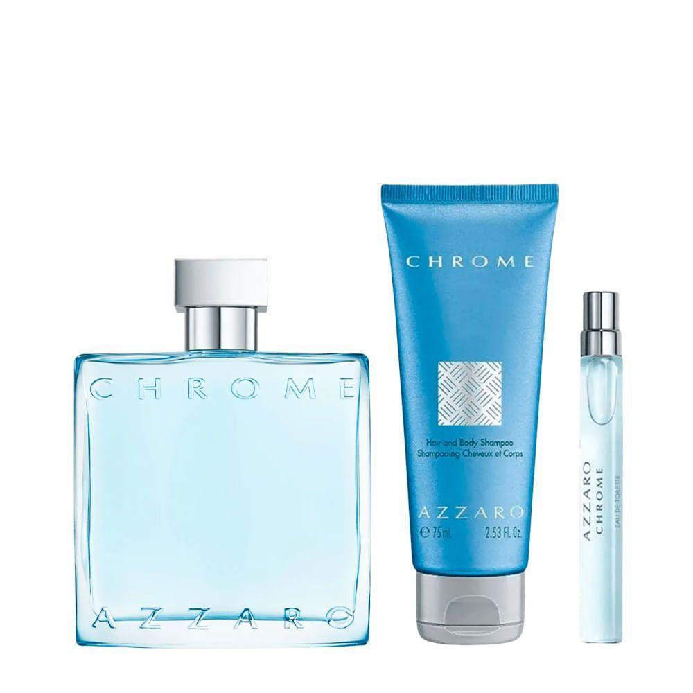Kit Azzaro Chrome Masculino - Edt 100ml + Hair & Body Shampoo 75ml + Miniatura 10ml - 2