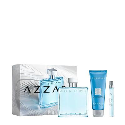 Kit Azzaro Chrome Masculino - Edt 100ml + Hair & Body Shampoo 75ml + Miniatura 10ml