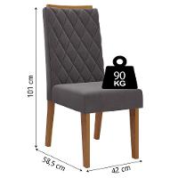 Conjunto Sala De Jantar Mesa Lord Quadrada 0,90m 4 Cadeiras Bele Madeirado/cinza Veludo Viero Madeirado / Cinza