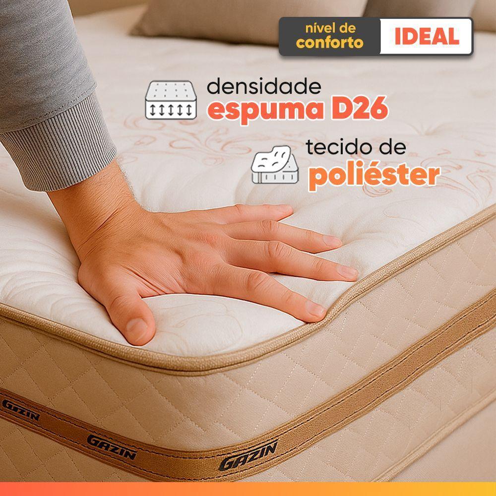 Cama Box Baú Casal Colchão Molas Flora Bege 138x188x61cm Marrom - 4