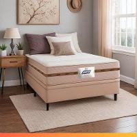 Cama Box Baú Casal Colchão Molas Flora Bege 138x188x61cm Marrom - 2