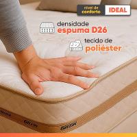Cama Box Baú Casal Colchão Molas Flora Bege 138x188x61cm Marrom