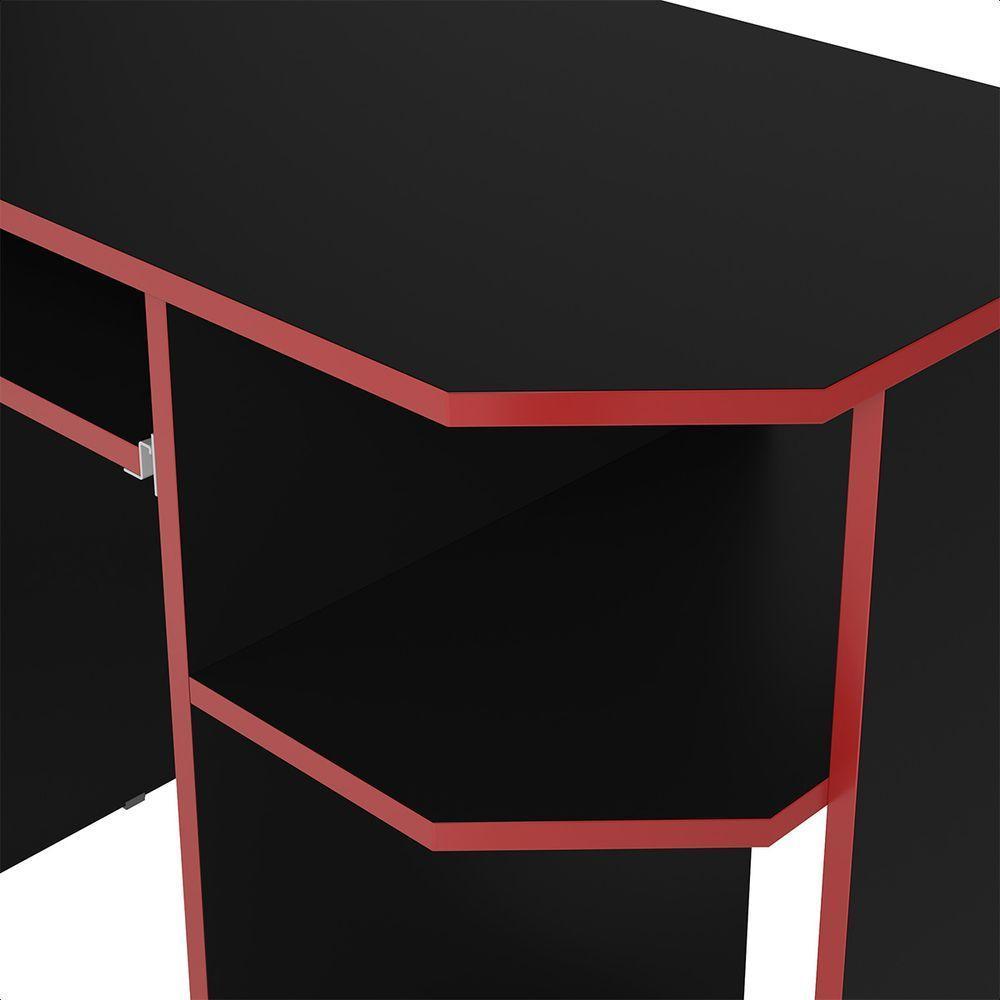 Mesa Escrivaninha Gamer Computador Notebook Estudo Trabalho 90 Preto Vermelho - 8