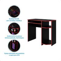 Mesa Escrivaninha Gamer Computador Notebook Estudo Trabalho 90 Preto Vermelho - 10