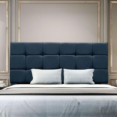 Cabeceira Cama De Queen 160 Cm Estofada Alana Em Suede Com Frame Azul Marinho