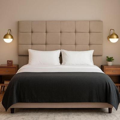 Cabeceira Cama De Casal 140 Cm Estofada Alana Em Suede Com Frame Bege Escuro