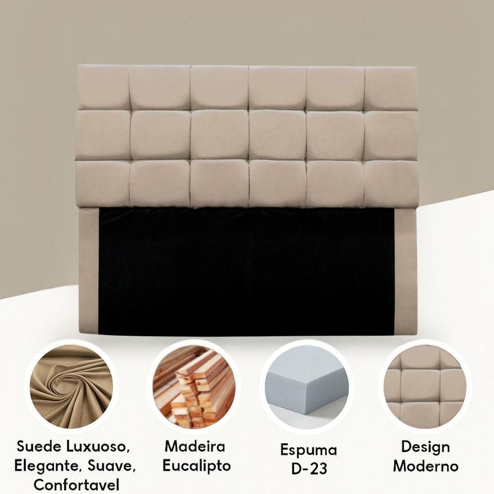 Cabeceira Casal 140 Cm Estofada Talita Em Suede Com Frame Rosa - 4