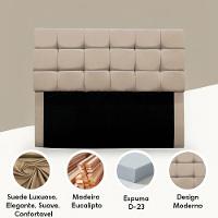 Cabeceira Solteiro 90 Cm Estofada Talita Em Suede Com Frame Bege