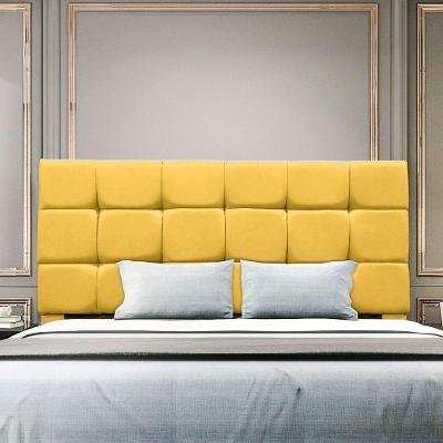Cabeceira King 195 Cm Estofada Alana Em Suede Com Frame Amarelo