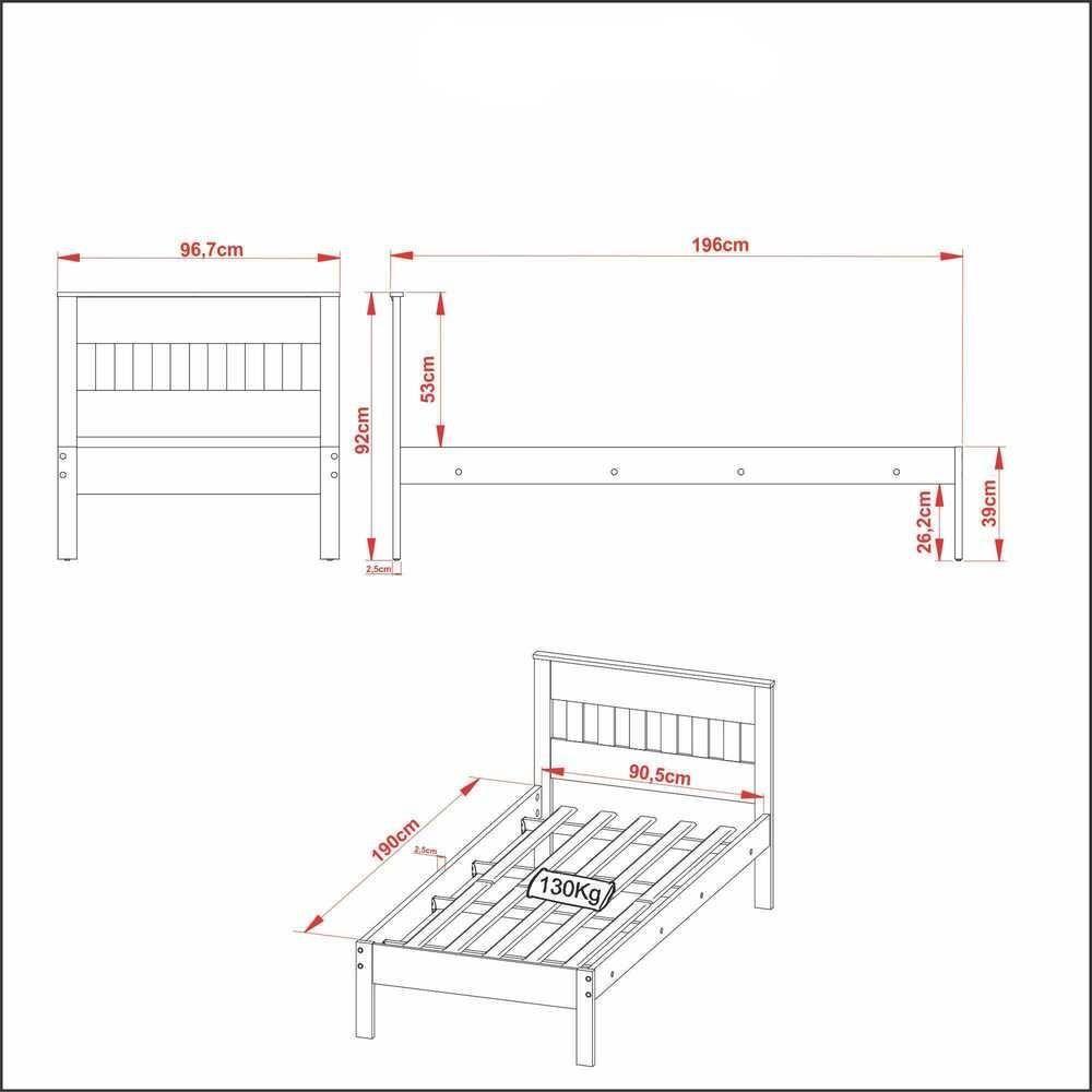 CamaSolteiro Para Colchão 88 X 188 Cm Cr35010 Nogal/Branca - 3