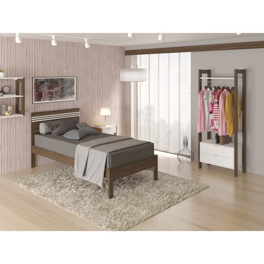 CamaSolteiro Para Colchão 88 X 188 Cm Cr35014 Nogal/Branca - 1