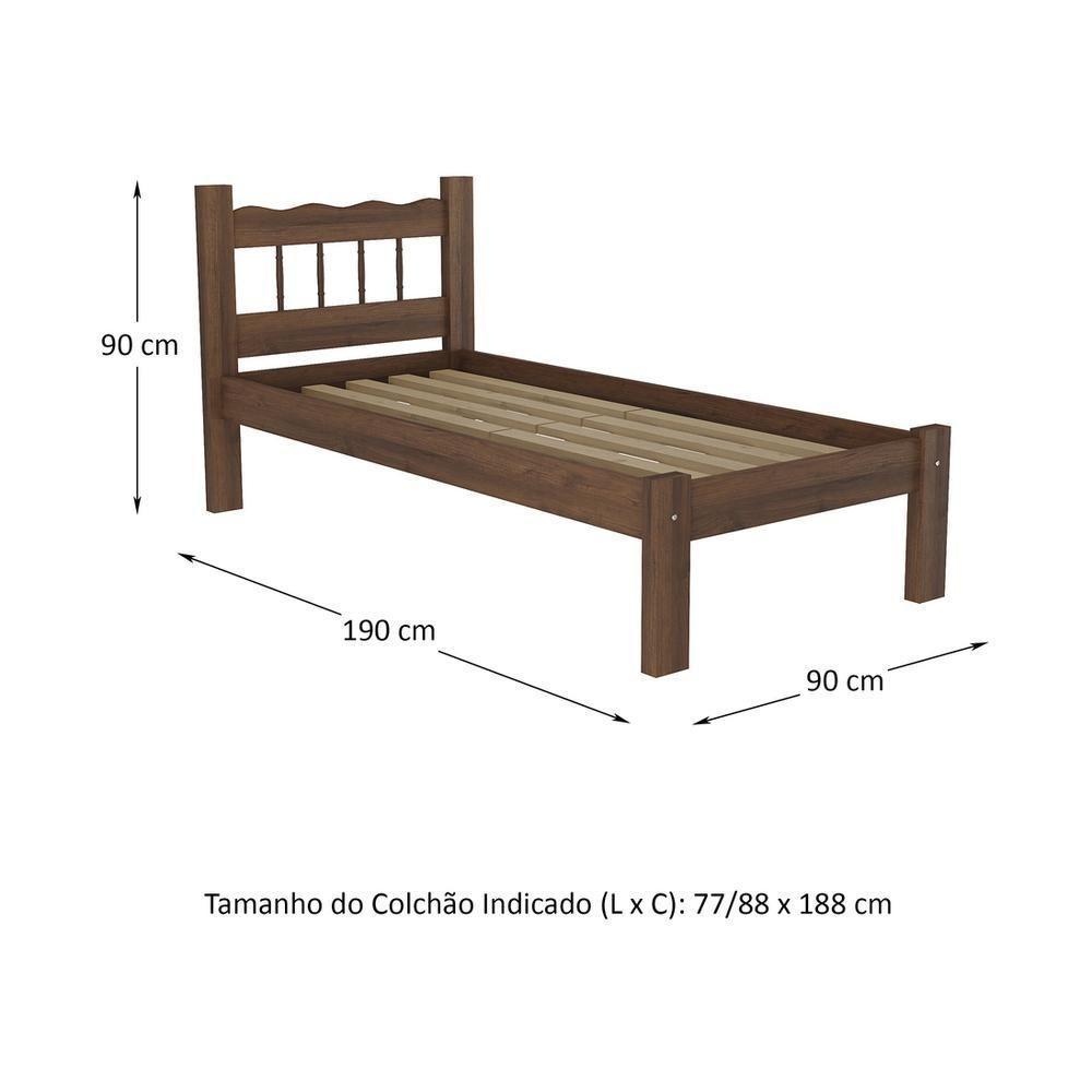 Cama Solteiro Madeira Maciça Com Colchão Madri Cr4161 Imbuia - 3