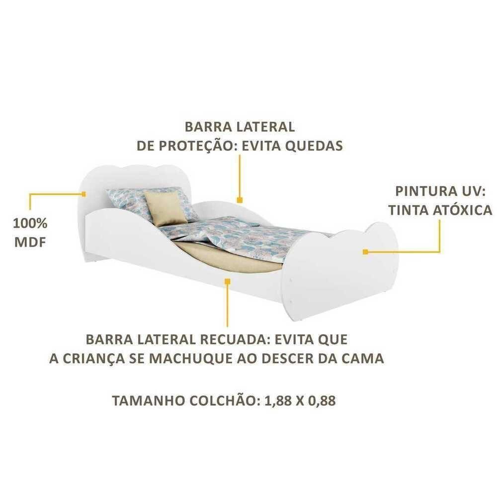 Cama Solteiro para colchão 88 x 188 cm 100% MDF Branca - 10