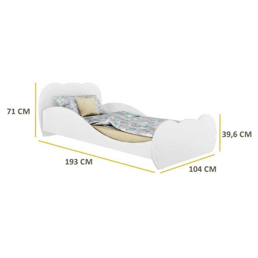 Cama Solteiro para colchão 88 x 188 cm 100% MDF Branca - 4