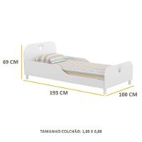 Cama Solteiro Com Colchão Incluso 88 X 188 Cm 100% Mdf Realeza Multimóveis Branco - 3