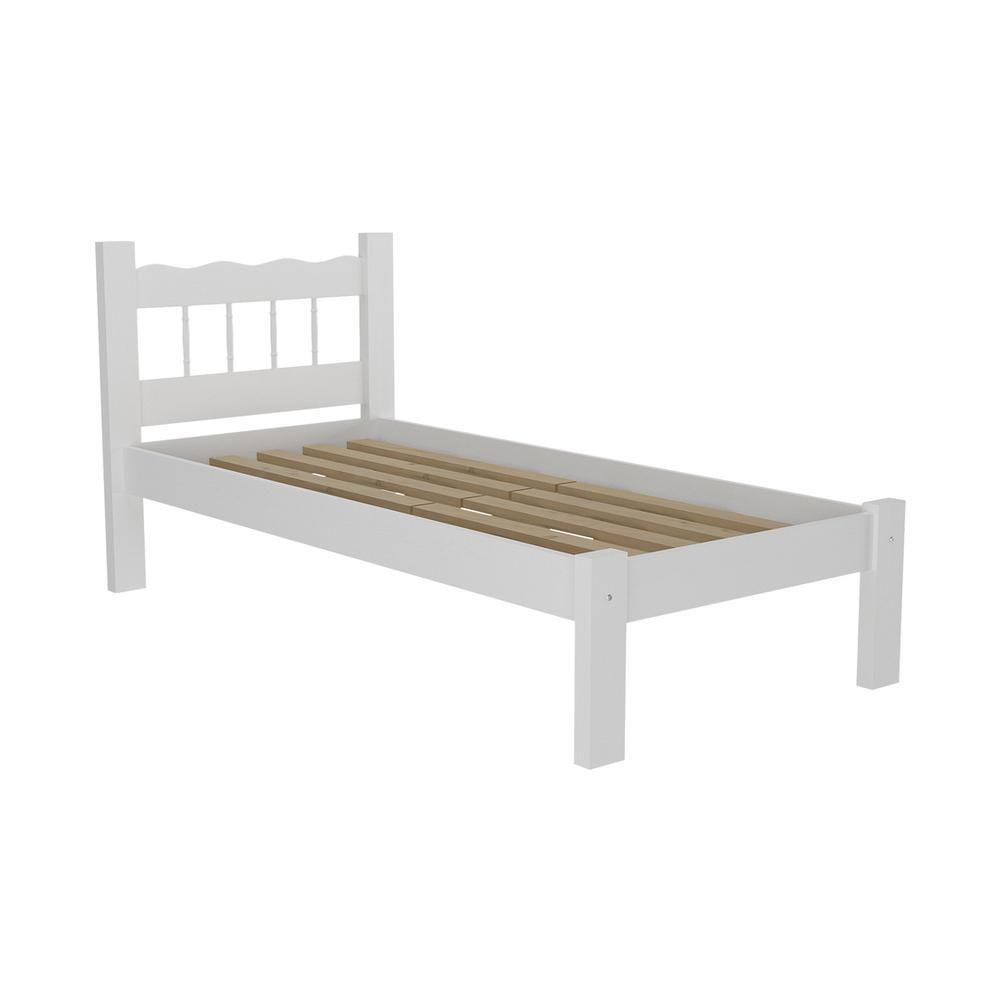 Cama Solteiro Madeira Maciça Com Colchão Madri Cr4161 Branca - 2