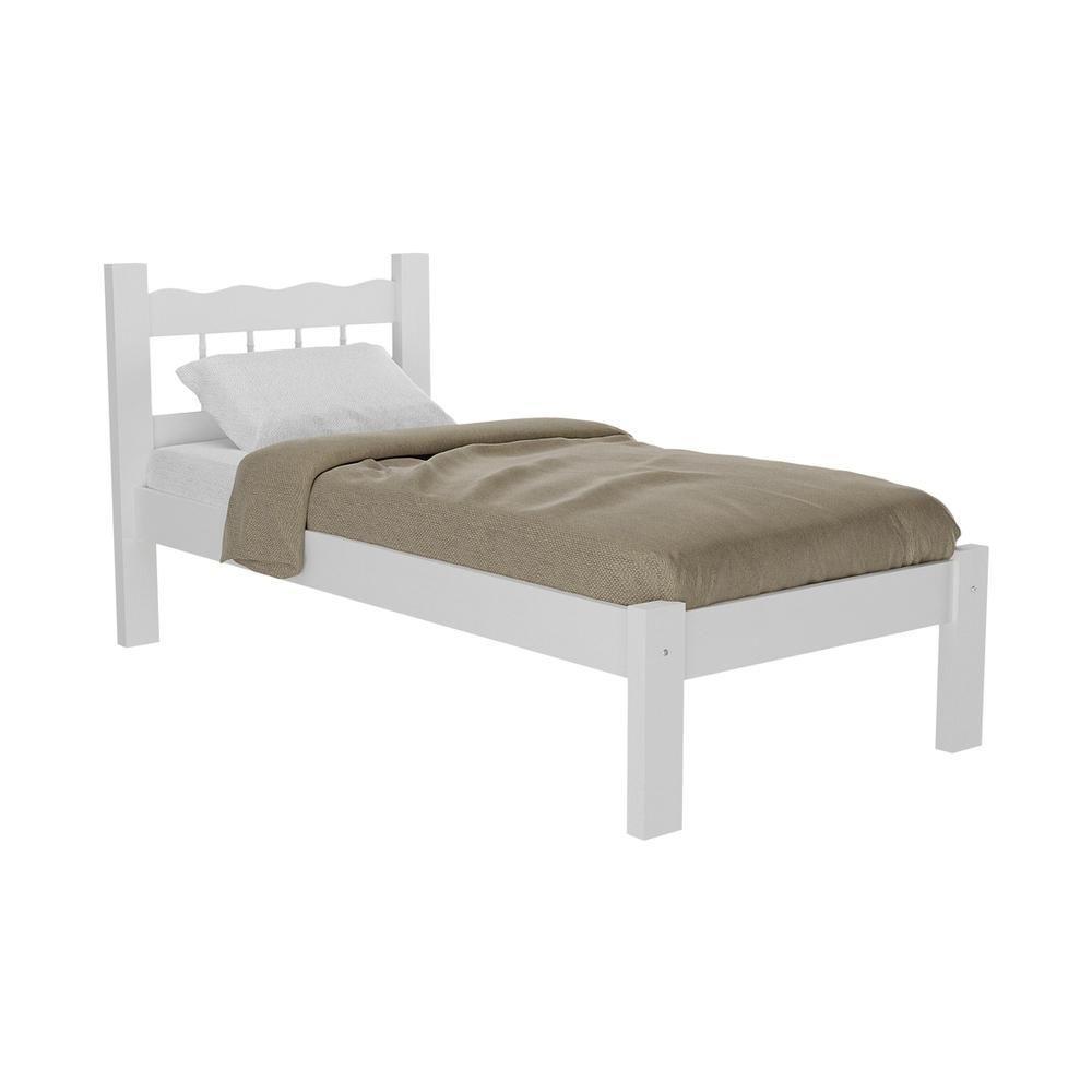 Cama Solteiro Madeira Maciça Com Colchão Madri Cr4161 Branca - 4