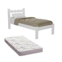 Cama Solteiro Madeira Maciça Com Colchão Madri Cr4161 Branca - 1