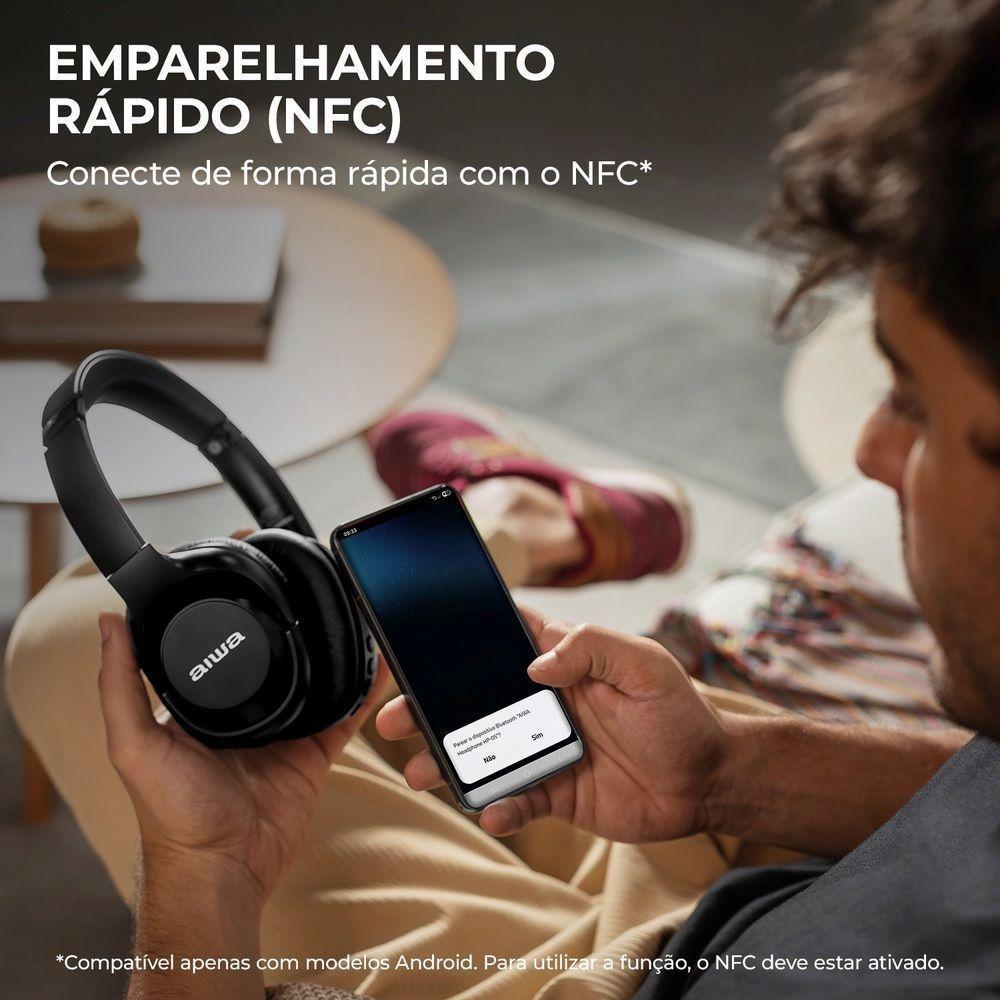 Fone De Ouvido Headphone Aiwa HP-05 Hi-Fi ANC NFC BT APP Bivolt - 9