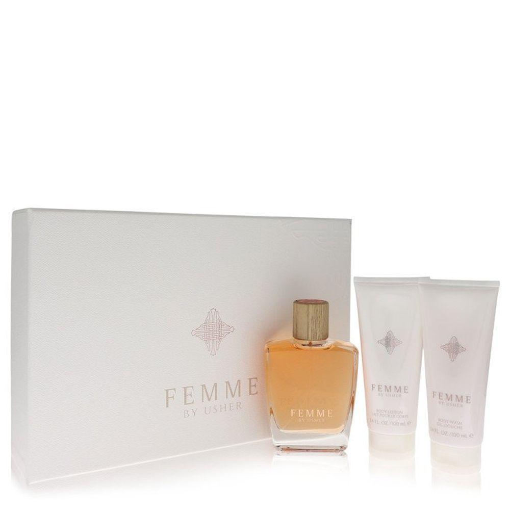 Kit Presente Feminino Usher Femme 100 Ml Edp+100 Ml Loção Corporal+100 Ml Gel De Banho - 1