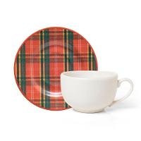 Xícara Com Pires Copa E Cia Aquarelle Natal Em Cerâmica Xadrez - 1