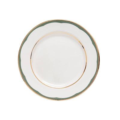Prato De Sobremesa Copa E Cia Aquarelle Em Cerâmica Filetado Ouro Olive