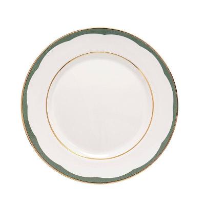 Prato Raso Copa E Cia Aquarelle Em Cerâmica Filetado Ouro Olive