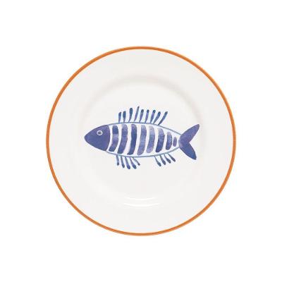 Prato De Sobremesa Copa E Cia Aquarelle Em Cerâmica Náutico Marinho