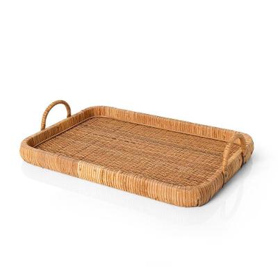 Bandeja Copa E Cia Rattan Retangular Com Alça 46 Cm X 31 Cm