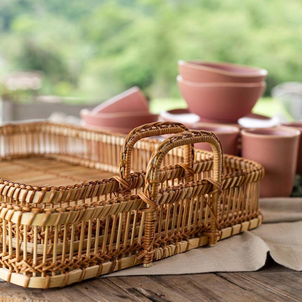 Bandeja Copa E Cia Bamboo Retangular Com Alças - 3