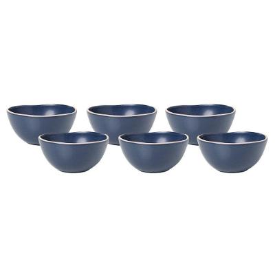 Jogo De Bowl Copa E Cia 6 Peças Vivant Em Cerâmica Azul