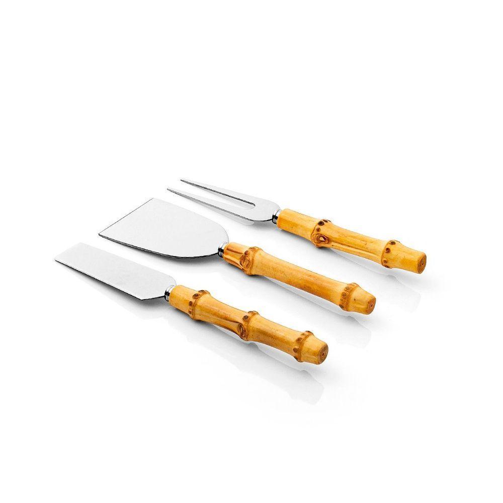 Conjunto De Talheres Copa E Cia Para Queijo 3 Peças Garbo Bamboo Silver - 1
