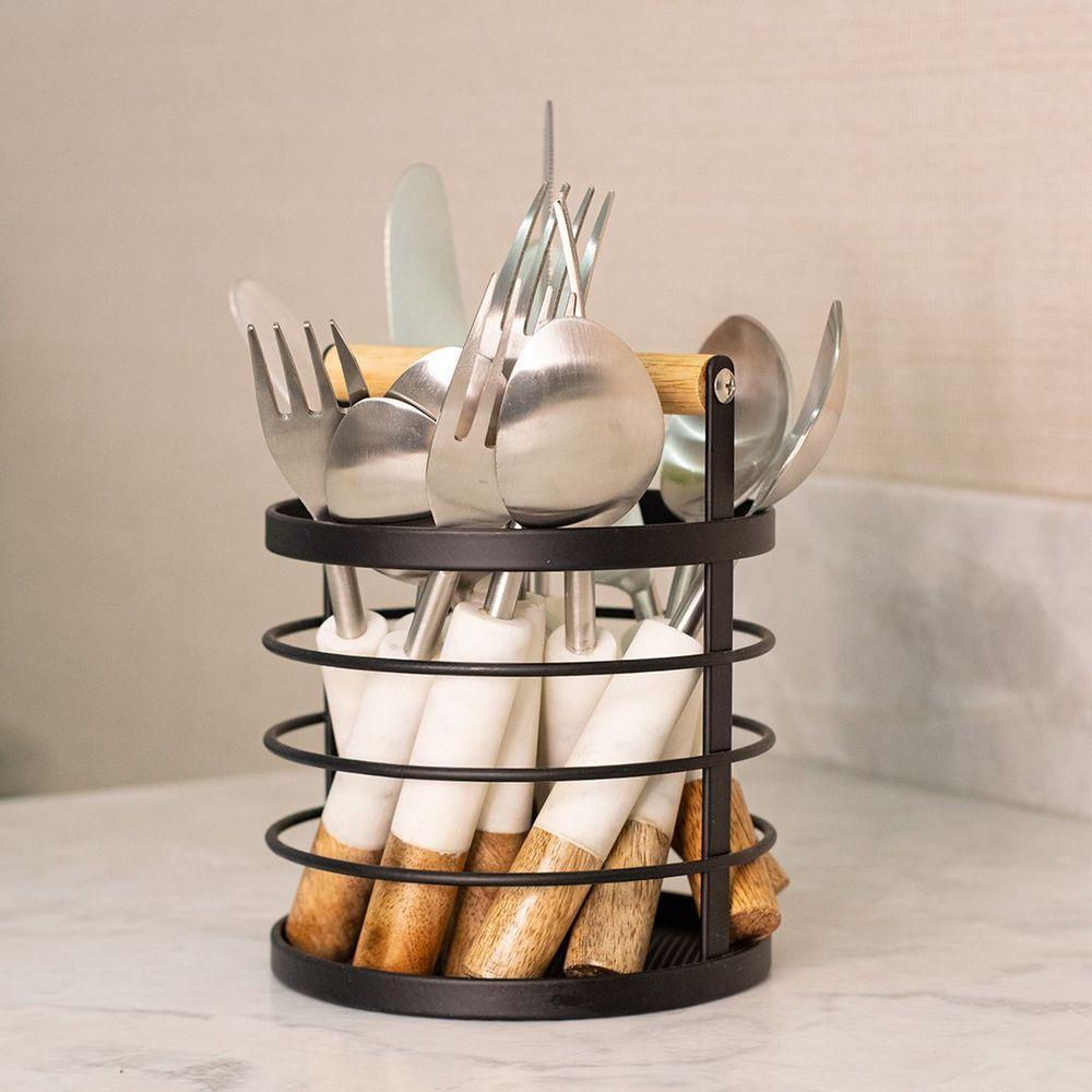Porta Talheres Copa Ecia Rack Redondo Preto - 2