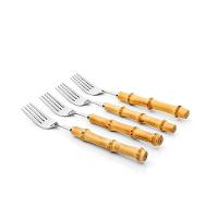 Conjunto De Talheres De Sobremesa Copa E Cia 4 Peças Garbo Bamboo Natural Garfo - Bamboo Silver - 1