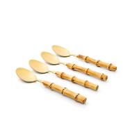 Conjunto De Talheres De Sobremesa Copa E Cia 4 Peças Garbo Bamboo Natural Colher - Bamboo Gold - 1