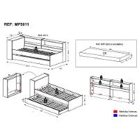 Bicama com Colchão Prateleira Lateral e Baú Embutido Branco - 8