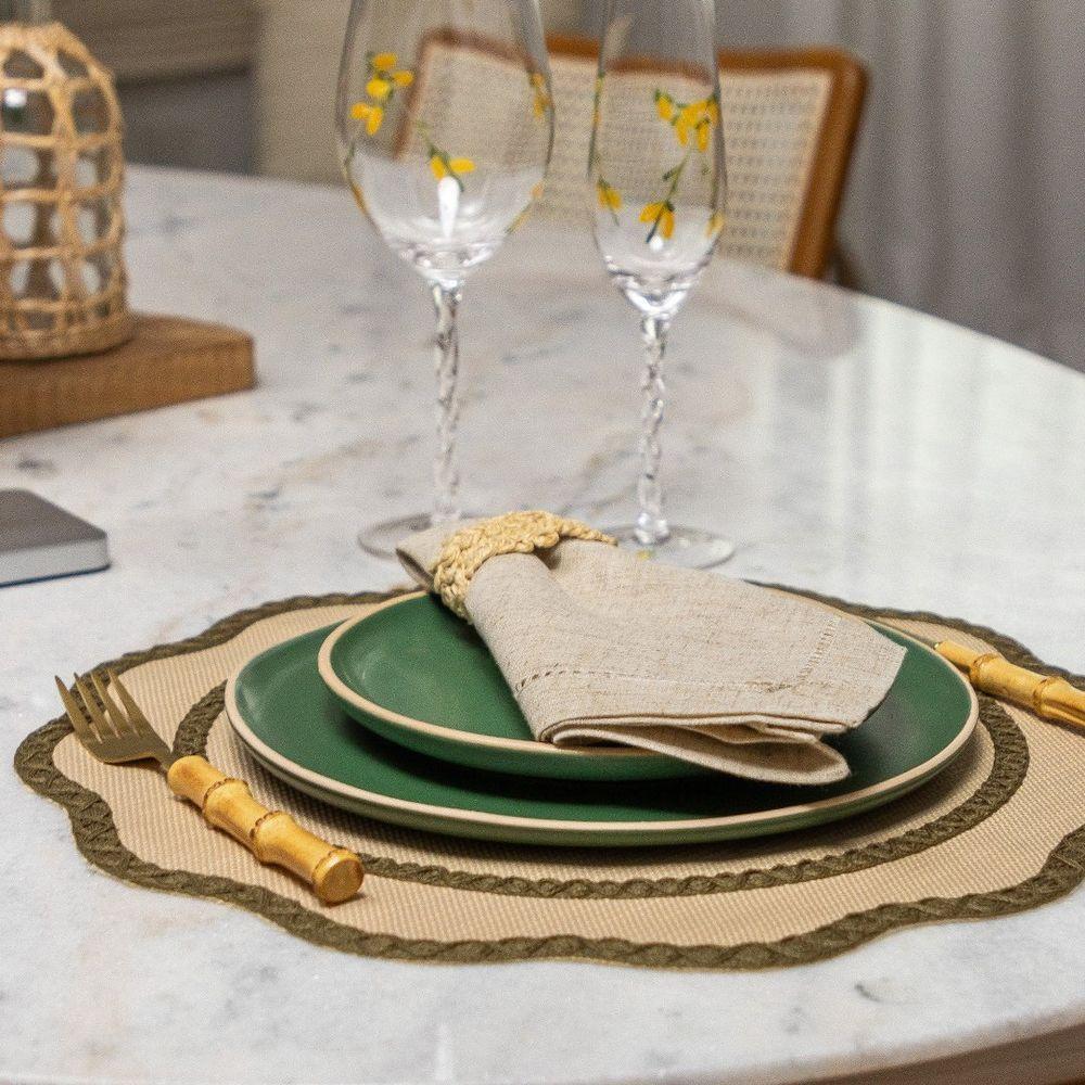 Jogo Americano Copa E Cia Avulso Brazil Nature Lola Circular Oliva - 3