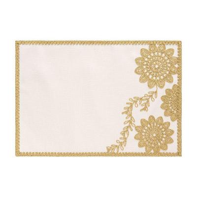 Jogo Americano Copa E Cia Avulso Brazil Nature Mandala Bordada Off-white Com Brilho Gold