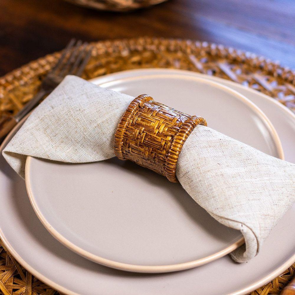 Anel De Guardanapo Copa E Cia 4 Peças Rattan E Bambu Palha - 3