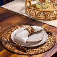 Anel De Guardanapo Copa E Cia 4 Peças Rattan E Bambu Palha - 2