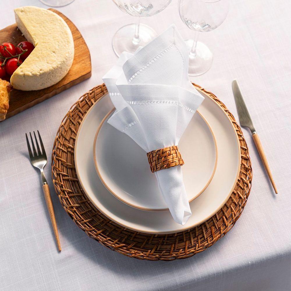 Anel De Guardanapo Copa E Cia 4 Peças Rattan E Bambu Natural - 4